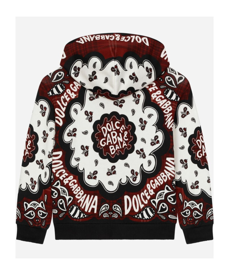 Dolce & Gabbana Bandana-print Zip-up Hoodie In Black