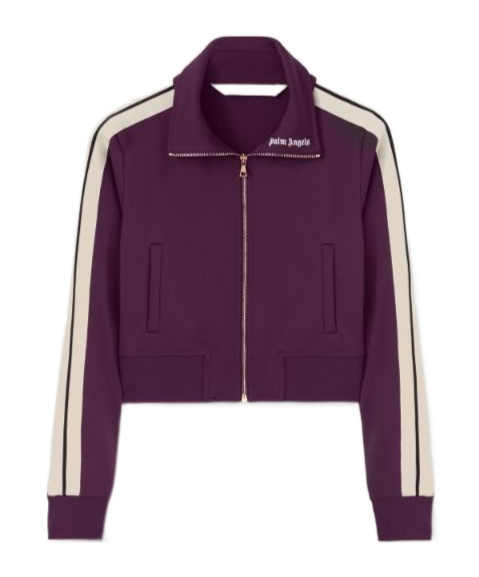 Palm Angels Purple Classic Logo Cropped Sweatshirt In Red