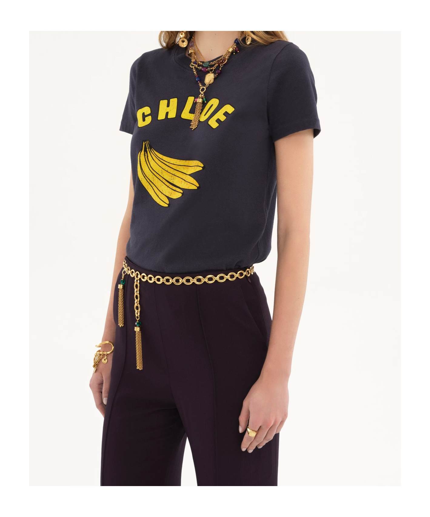 CHLOÉ CHLOÉ BANANA PRINTED CREWNECK T-SHIRT