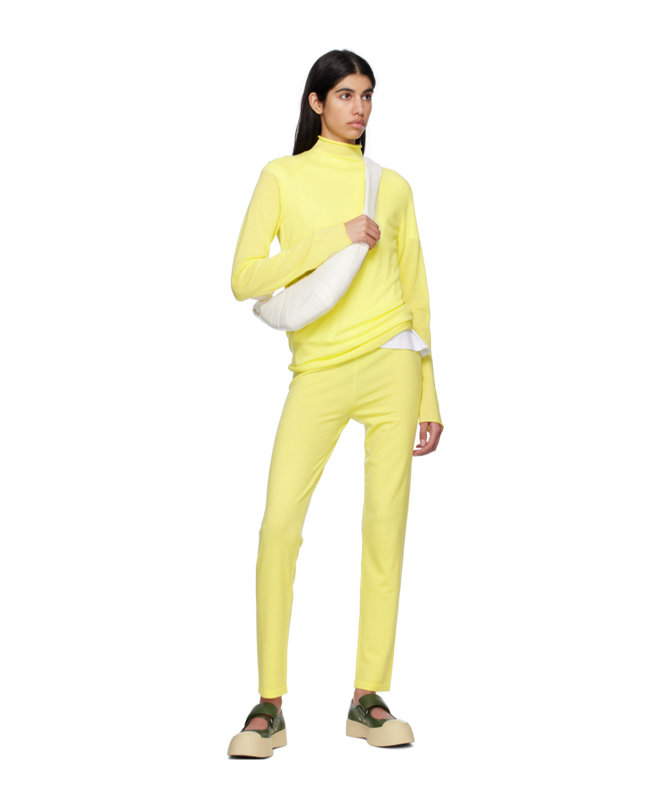 Studio Nicholson High-rise Tailored Tights In Yellow