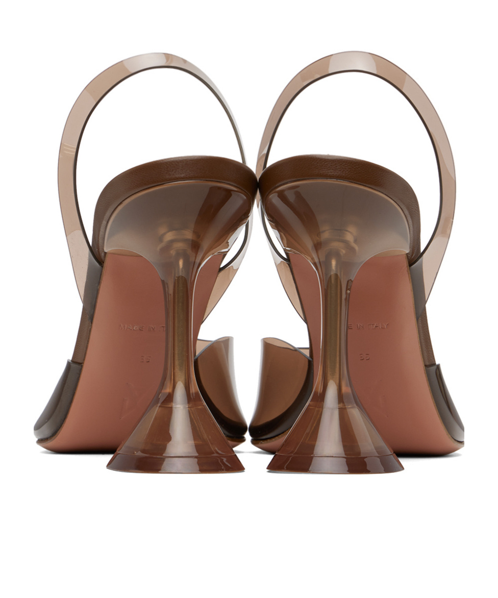 Amina Muaddi Holli Glass Slingback Pumps 105 In Brown