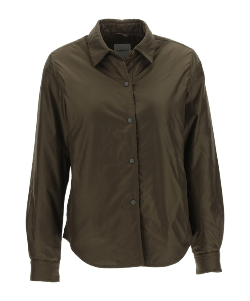 Aspesi Long Sleeved Press Stud Shirt Jacket In Black