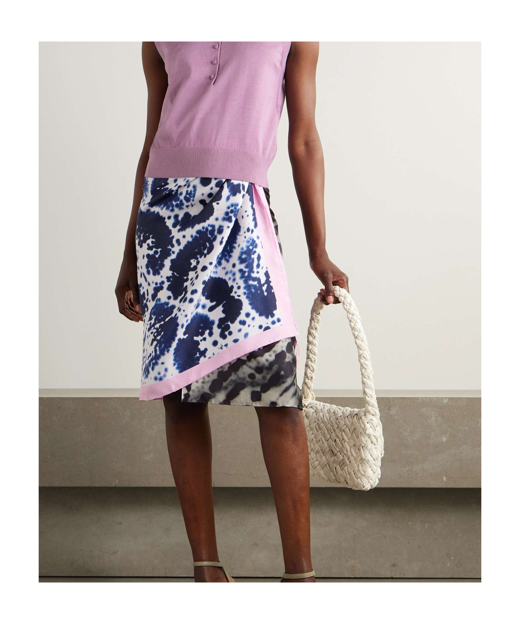 Dries Van Noten Paneled Printed Silk-twill Midi Wrap Skirt In Black