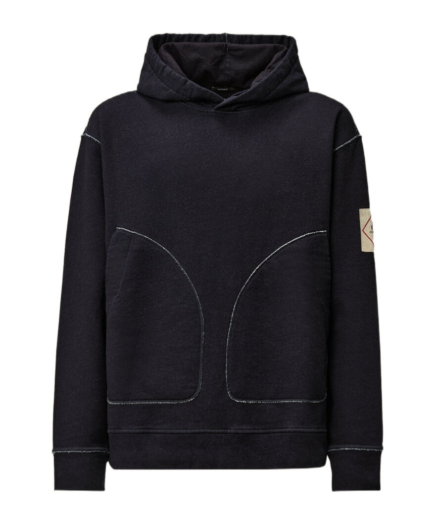 C.p. Company Hooded Sweatshirt With Front Pocket And Stitching In Blue