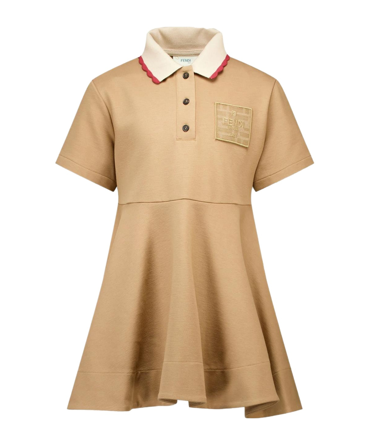 Fendi Polo Collar Short-sleeved Dress In Neutral