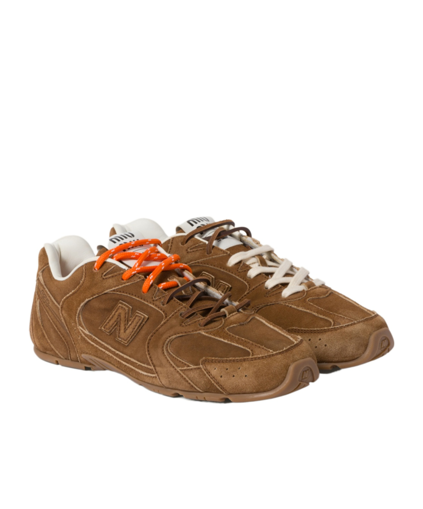 Miu Miu X New Balance Tonal Suede Double Lace Sneakers In Brown