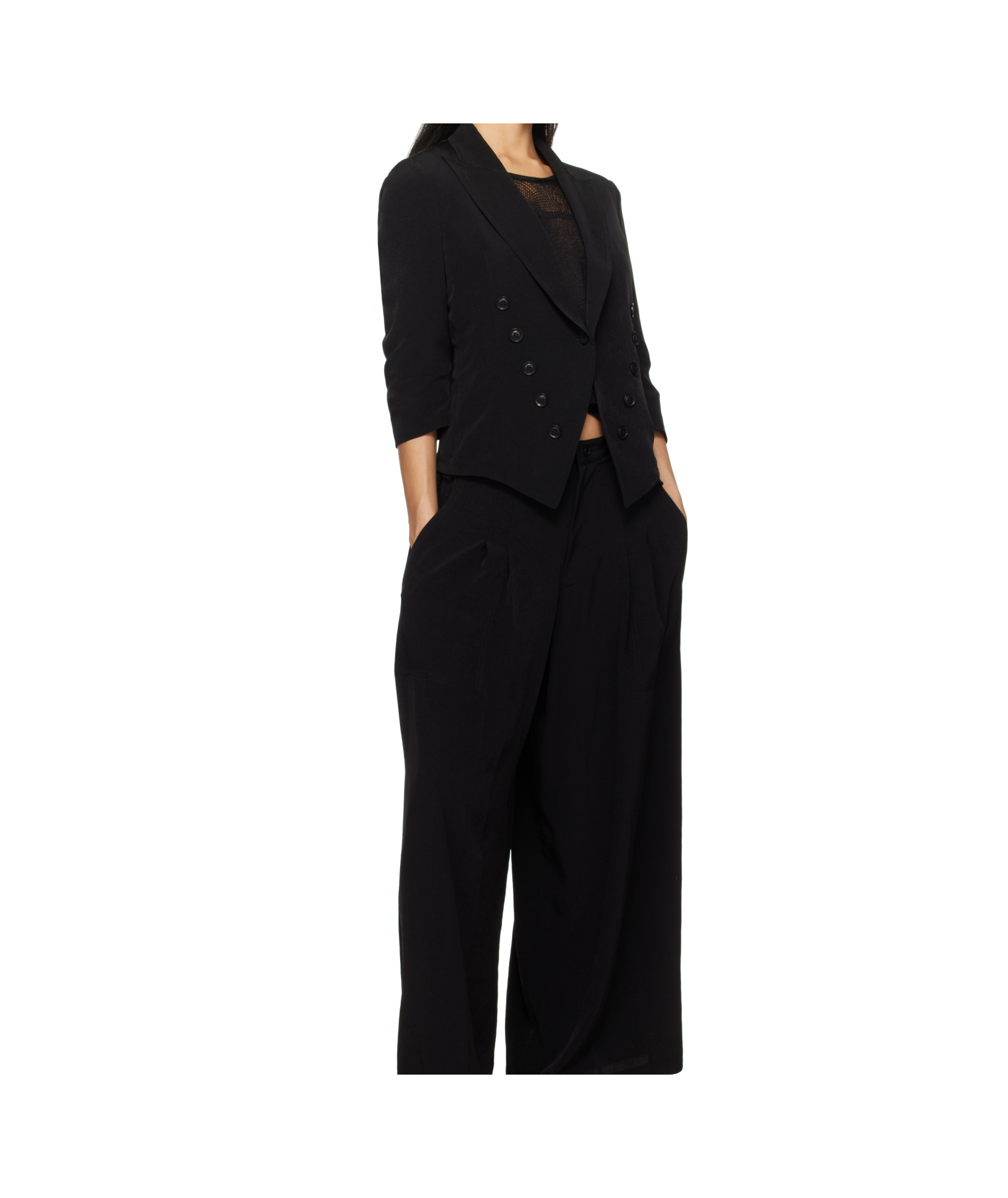 Y's Lapel Vest In Black