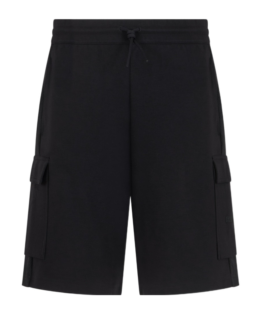 Ea7 Cargo Sweatshorts With Mesh Inserts In Black