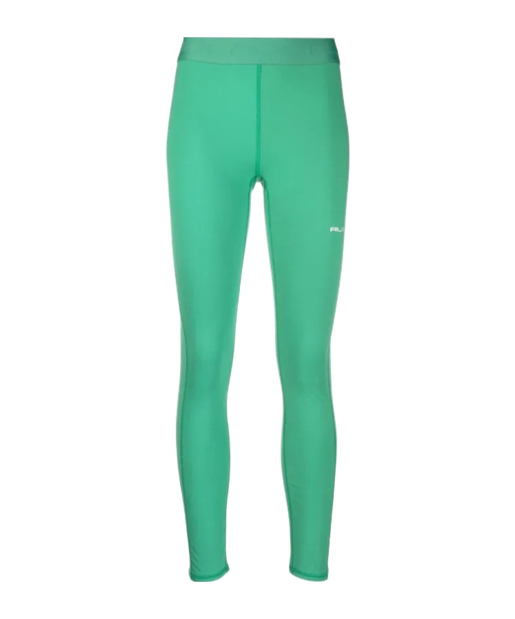 Polo Ralph Lauren Rlx Ralph Lauren Logo-waist Cropped Skinny Leggings In Green