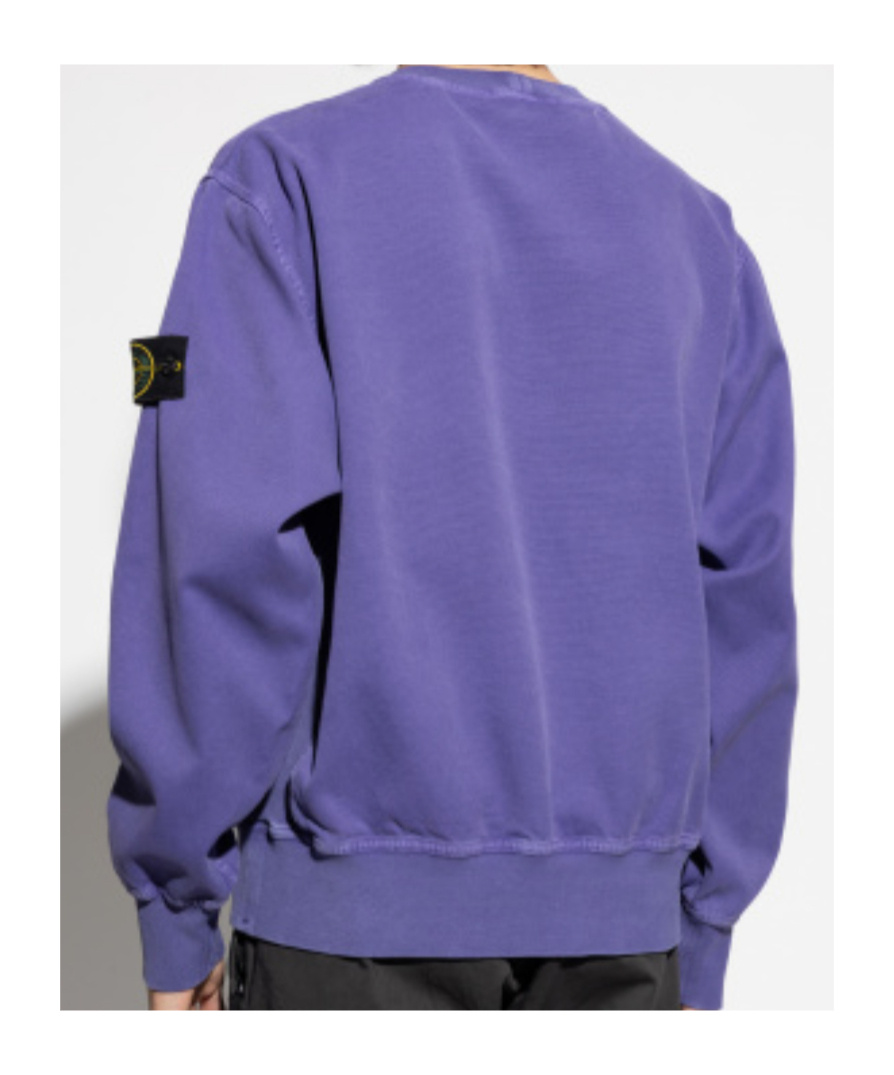 Stone Island Mens Lavender Logo-badge Crewneck Cotton-knit Jumper In Purple
