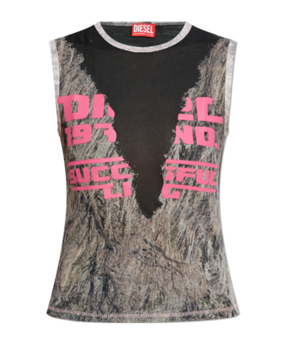 Diesel Round-neck Vest In Gray