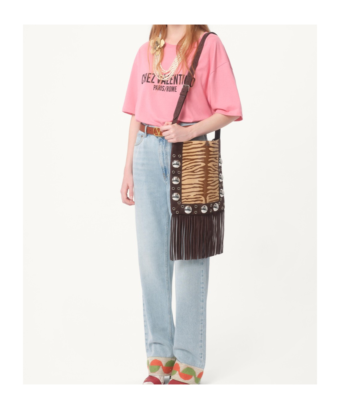 Shop Valentino Jersey Cotton T-shirt With Chez Print In Pink
