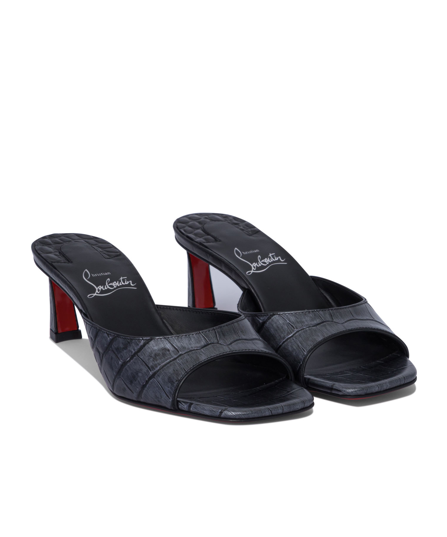 Christian Louboutin Leather Heeled Mules In Black