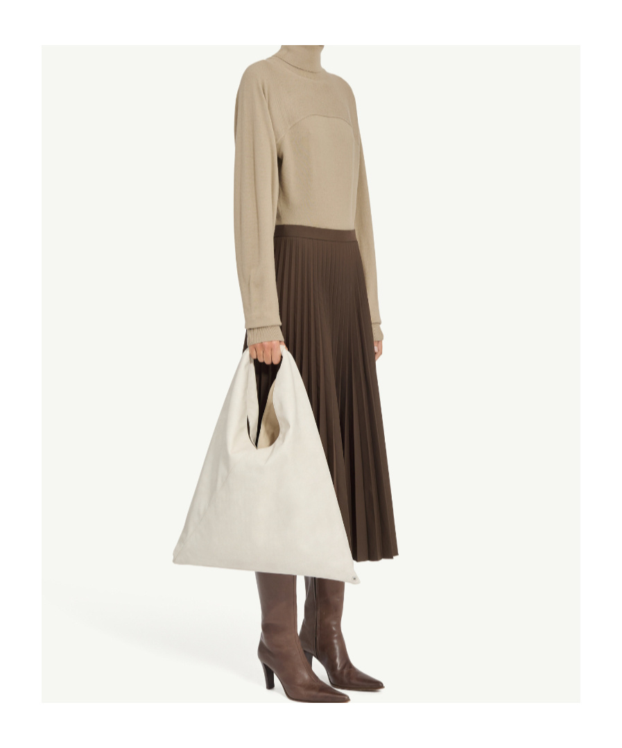 Mm6 Maison Margiela Midi Pleated Skirt High Waist Design In Brown