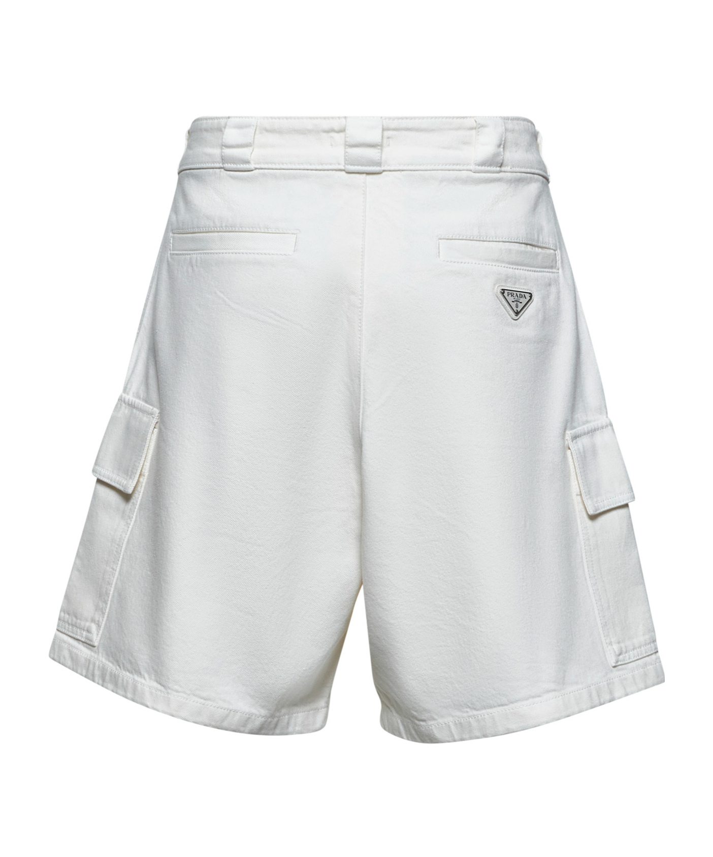 Prada White Denim Cargo Bermuda Shorts In White