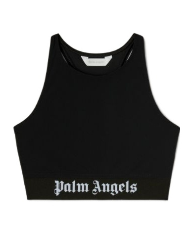 Shop Palm Angels Logo Underband Cropped Top In Black