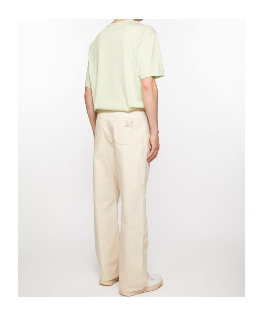 Acne Studios Patch Canvas Straight Trousers In White