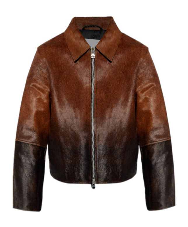 Samsoe & Samsoe Zippered Long-sleeved Leather Jacket In Brown