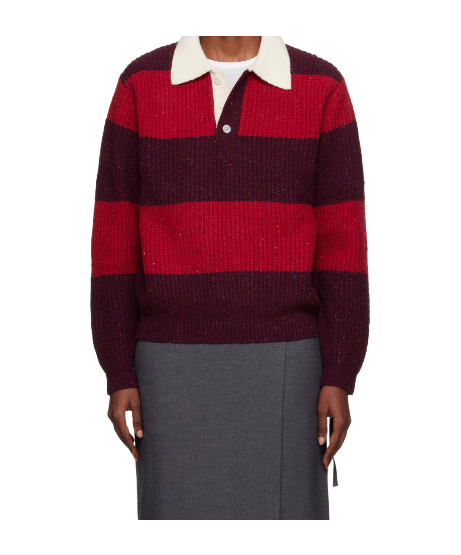 Dunst Striped Polo-neck Sweater In Multi