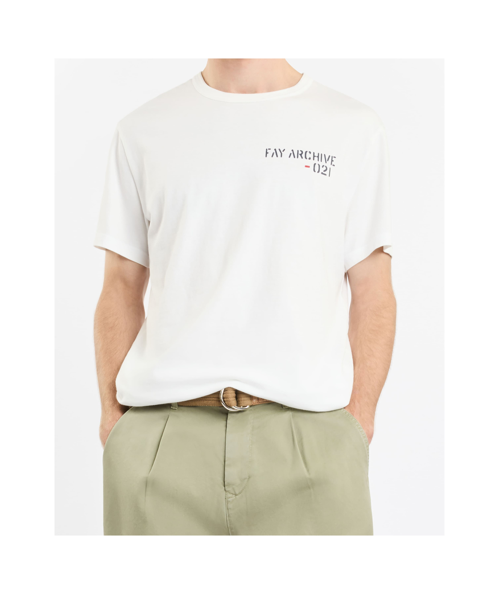 Fay Logo Print Jersey T-shirt In White