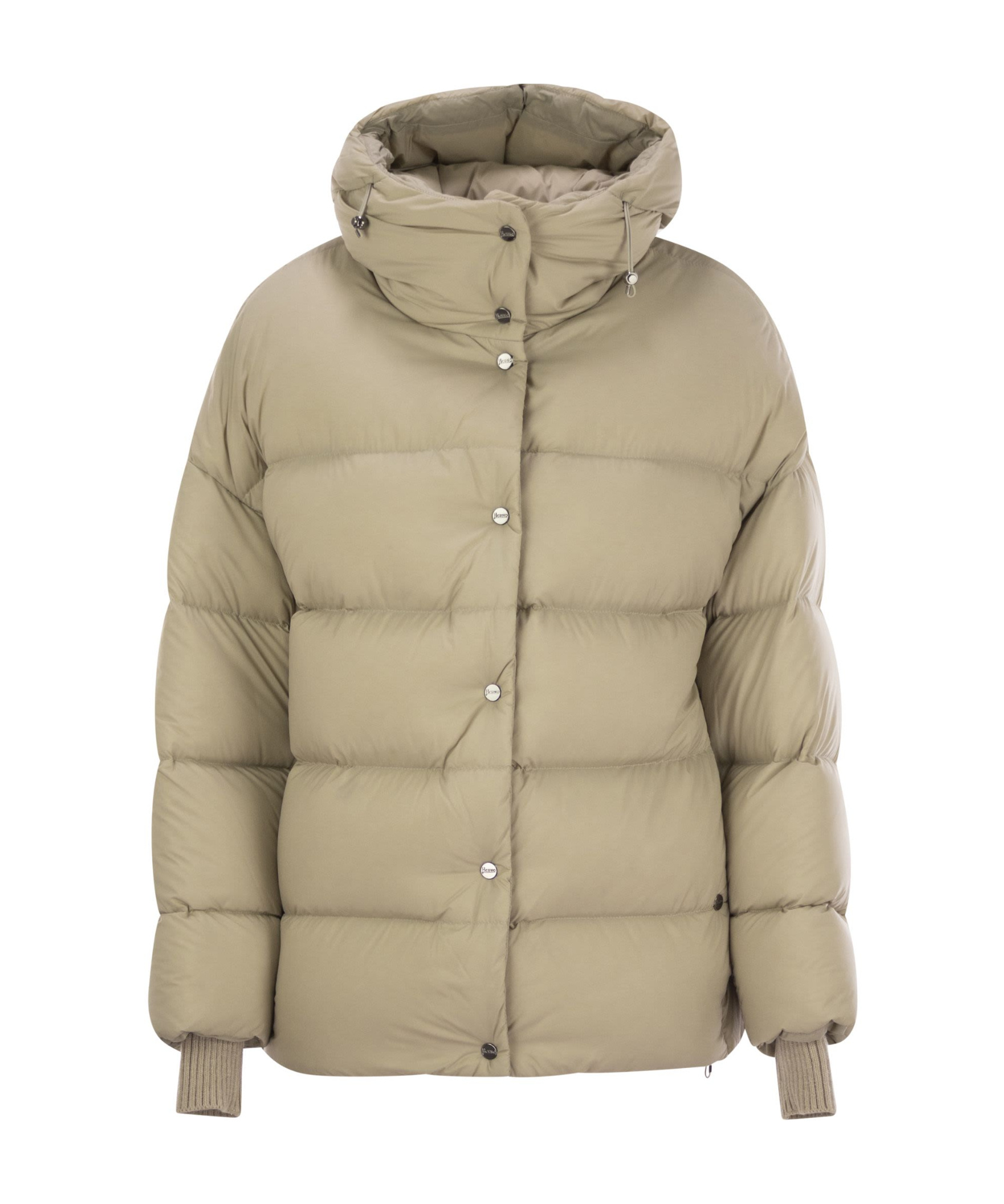 Herno Nylon Microfibre Bomber Jacket In Nude
