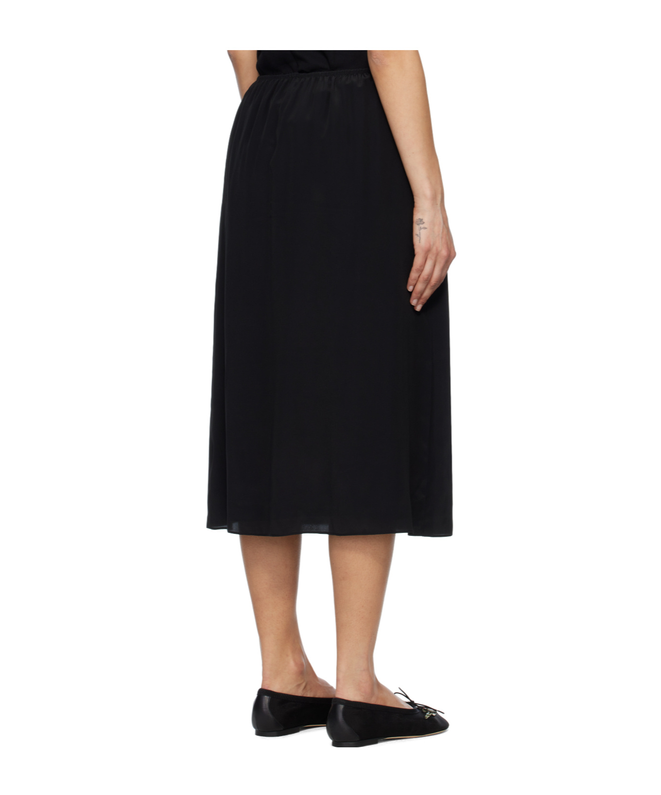 Simone Rocha Bow Slit Column Skirt In Black