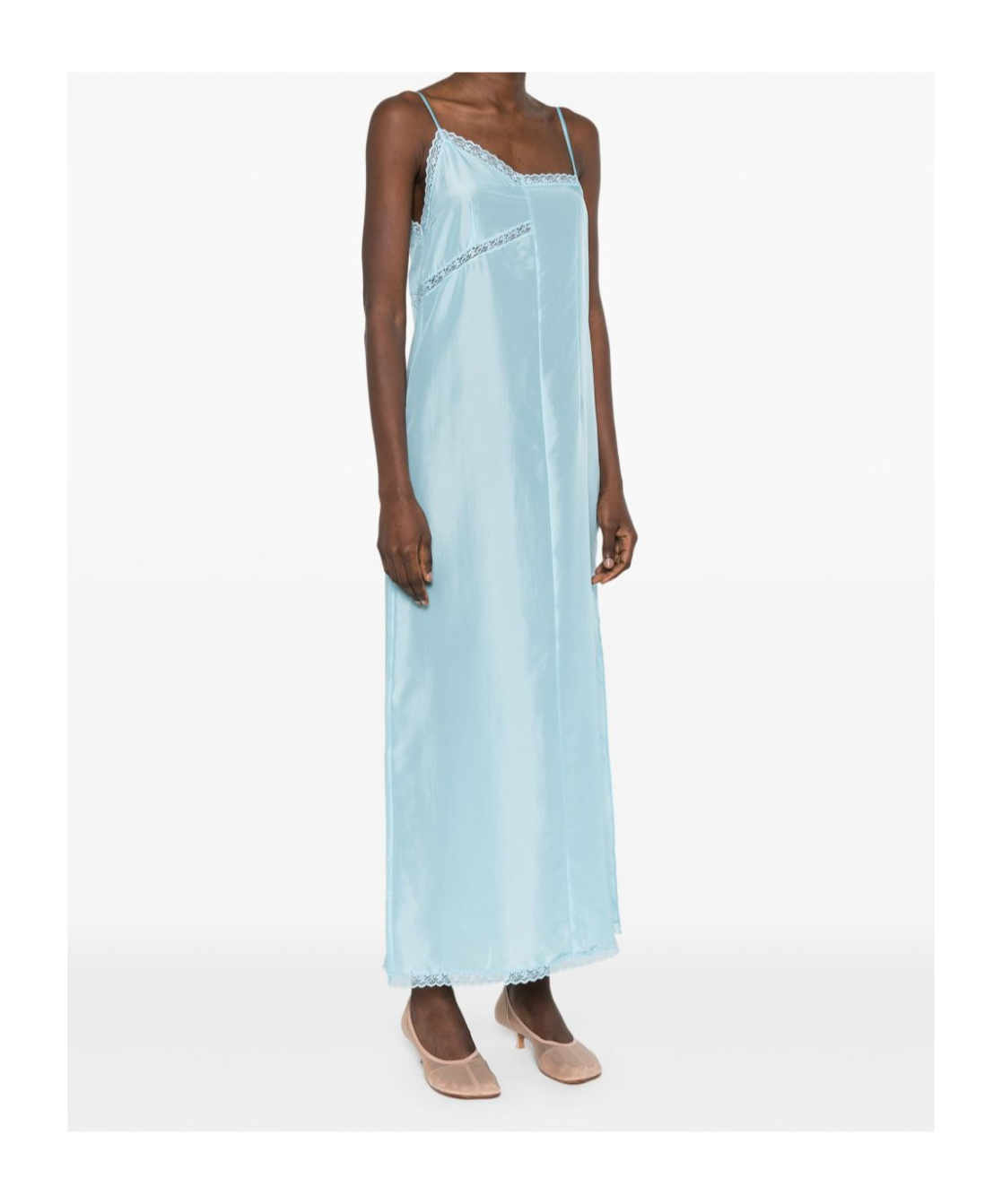 Mm6 Maison Margiela Asymmetric Silk Maxi Dress In Blue