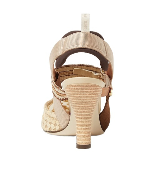 Fendi Medium-heeled Mesh Slingbacks With Raffia Ff Embroidery In Beige
