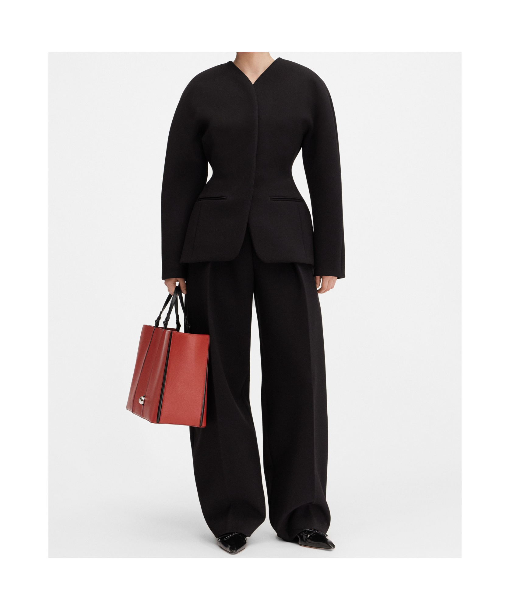 Jacquemus High-waisted Black Viscose Trousers With Wide-leg Silhouette In Black