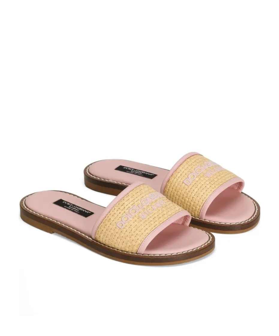 Dolce & Gabbana Embroidered-logo Slides In Brown