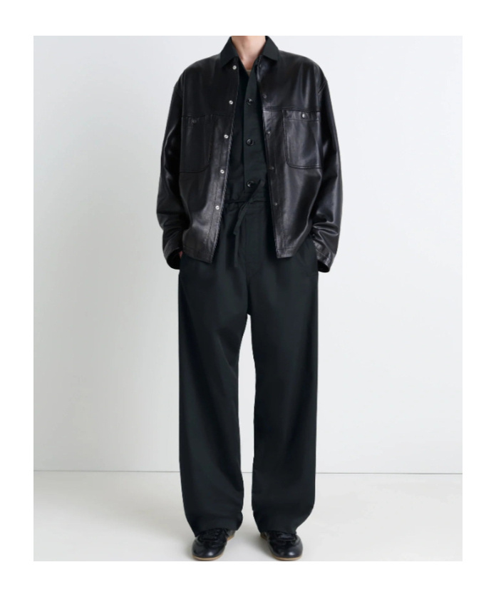 Lemaire Elasticated-waist Cotton Straight-leg Trousers In Black