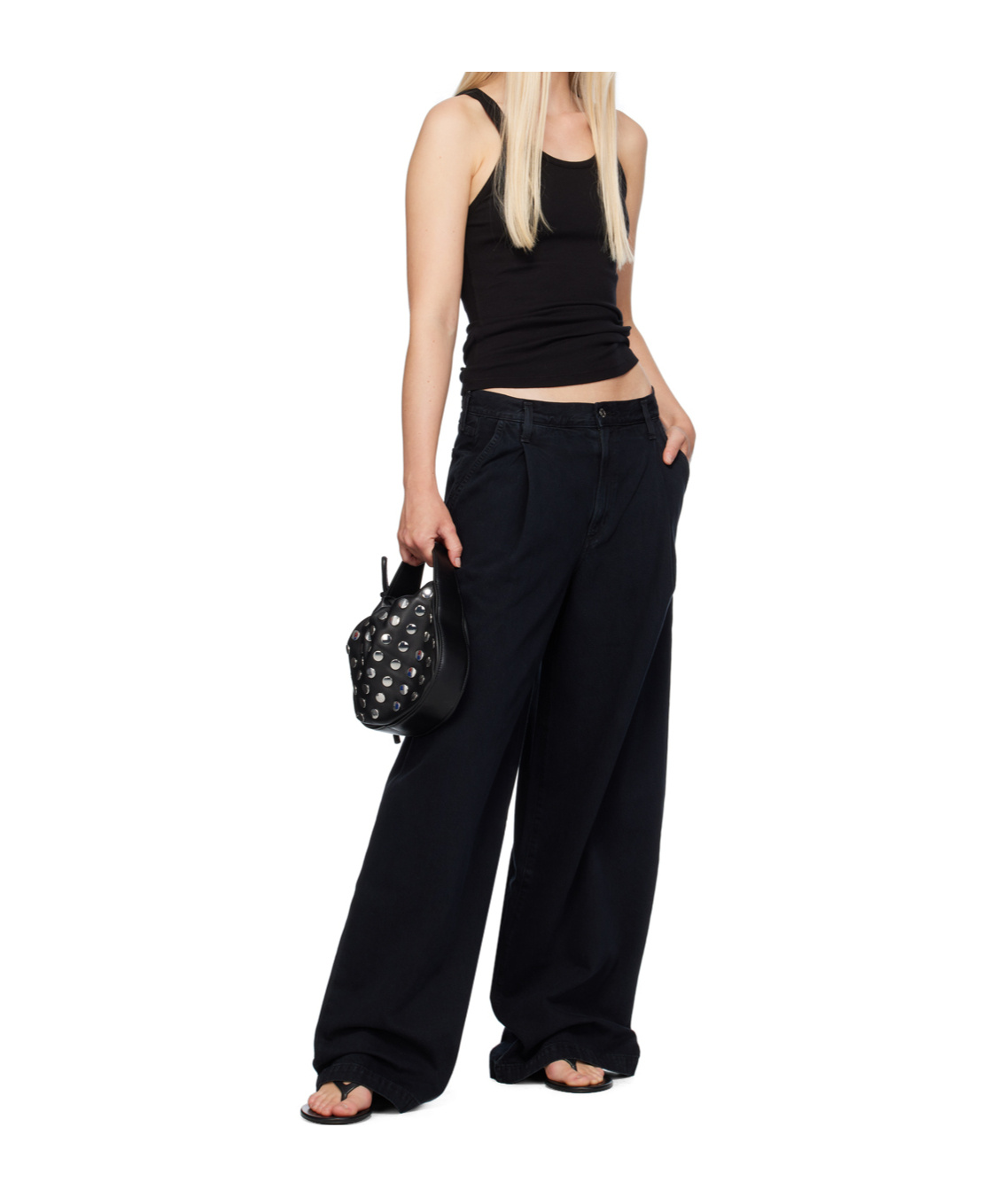 Agolde Ellis Wide-leg Jeans In Black