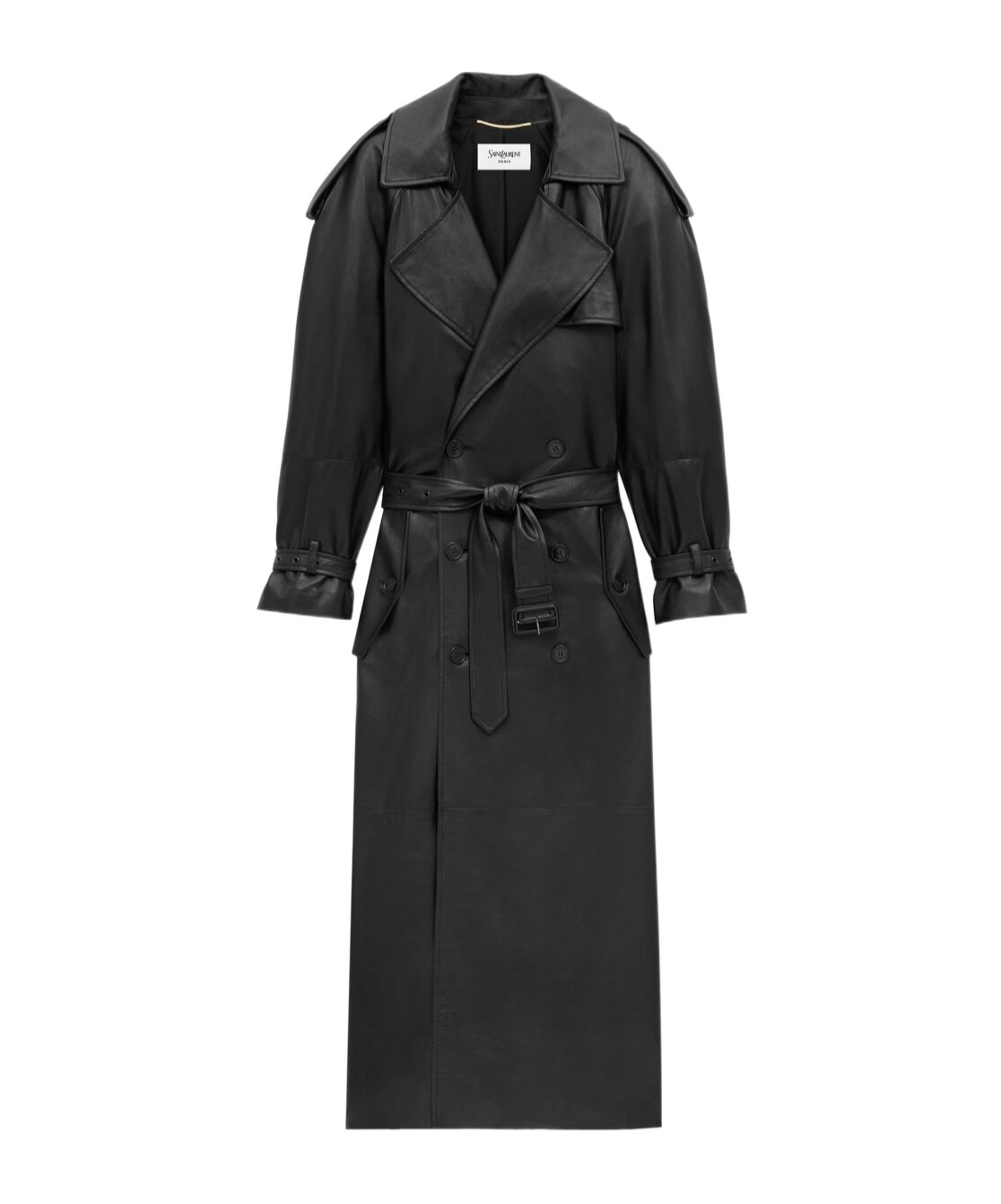 Saint Laurent Trench Coat In Shiny Plunged Lambskin