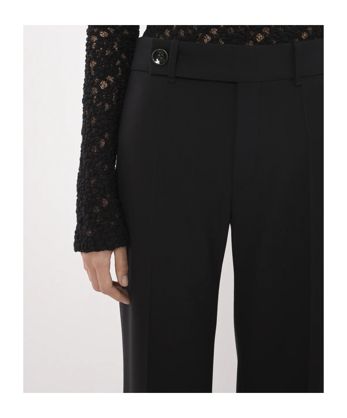 Chloé Flared Wool Trousers Asymmetrical Hems In Black