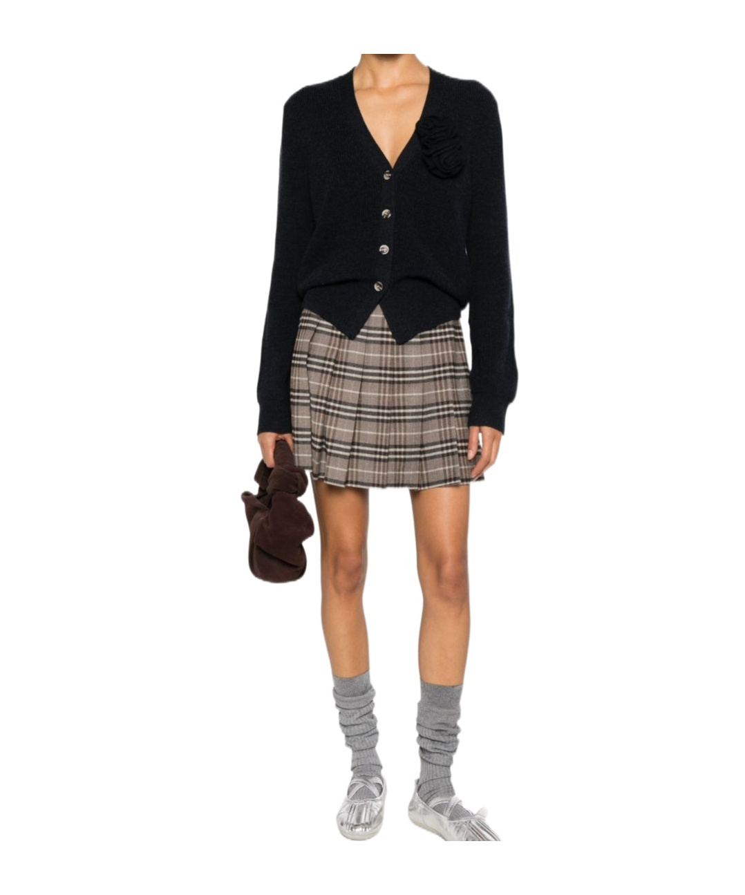 Seventy Plaid Pleated Mini Skirt In Brown