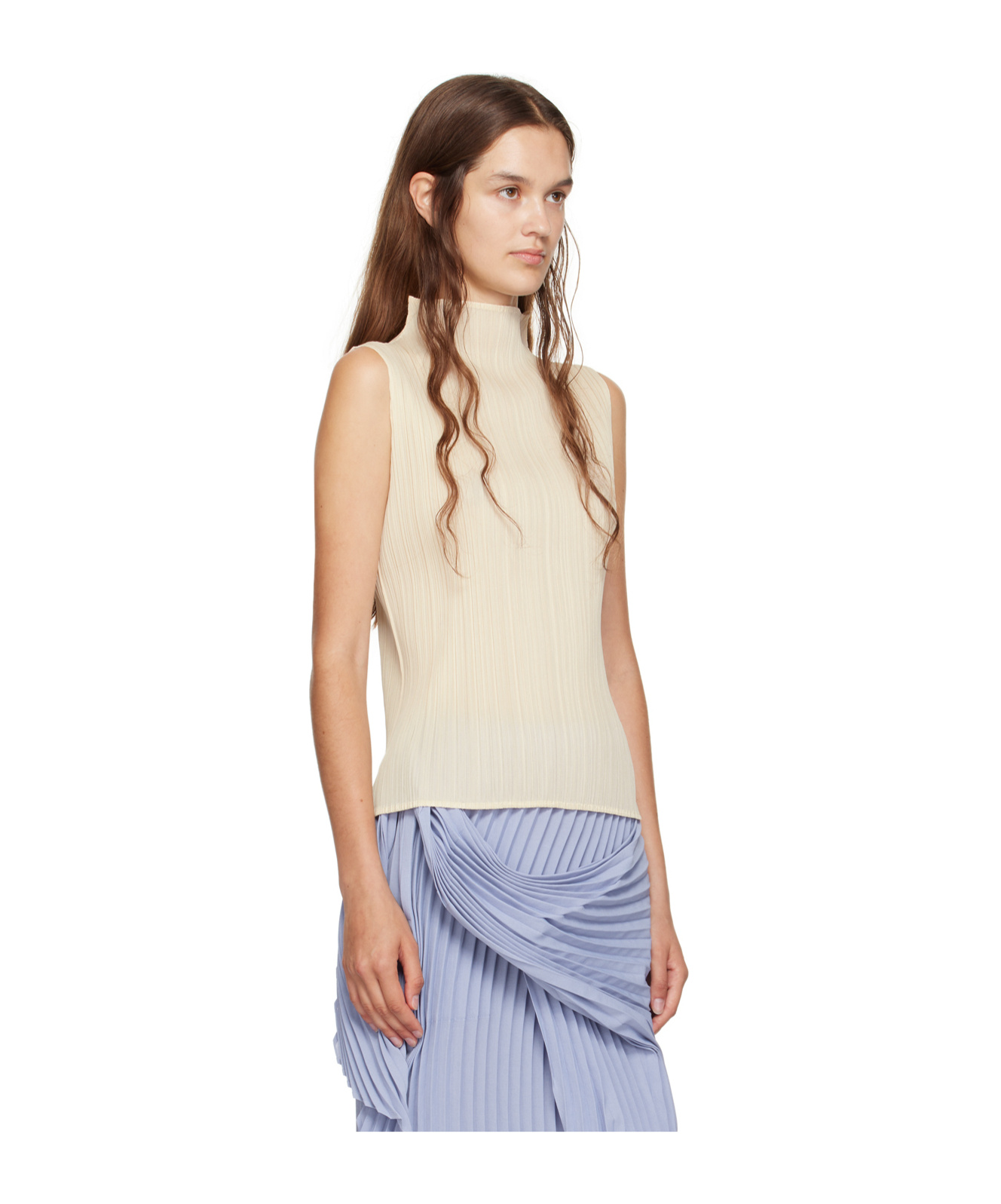 ISSEY MIYAKE PLEATED HIGH-NECK VEST