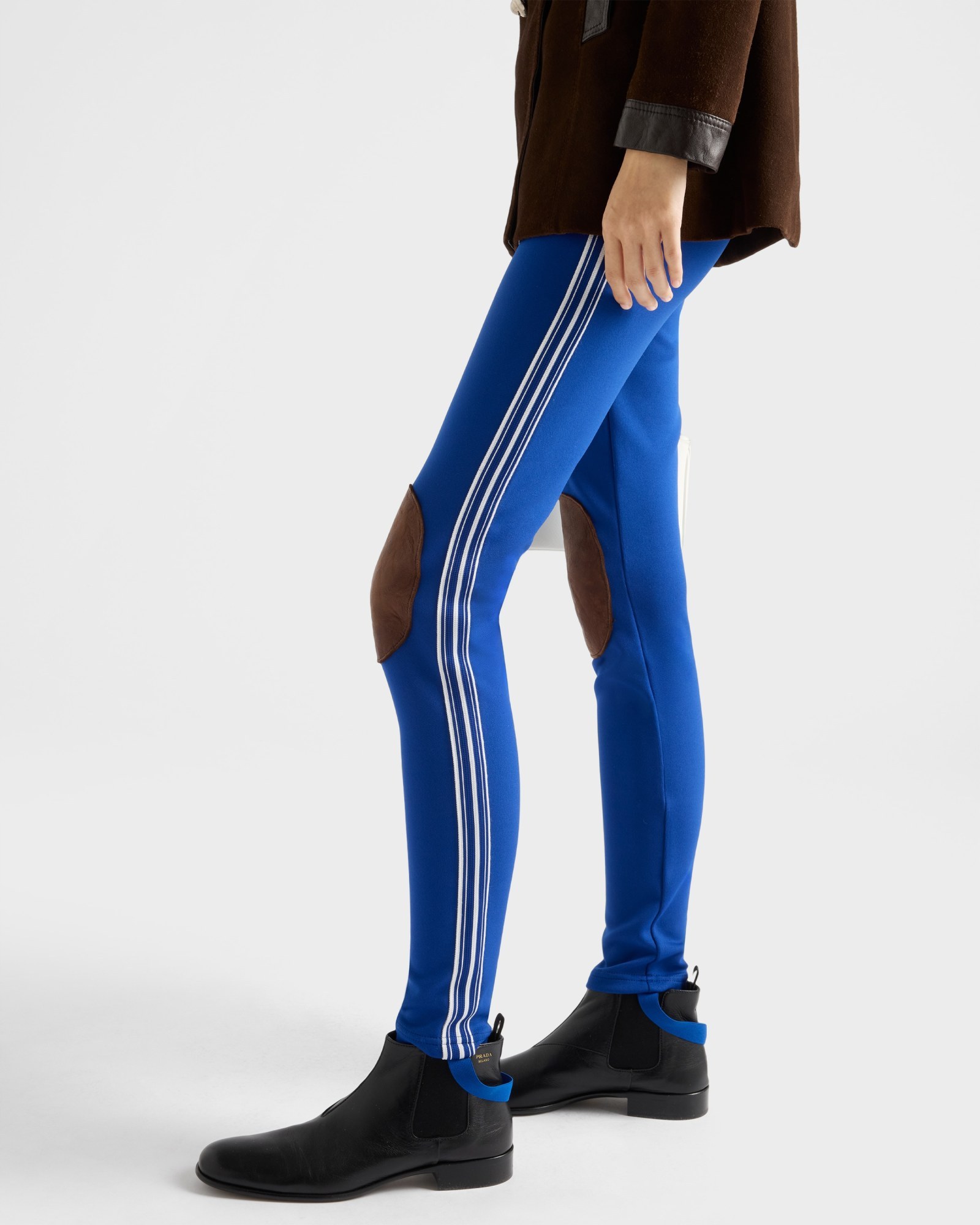 Prada Fleece Leggings In Blue