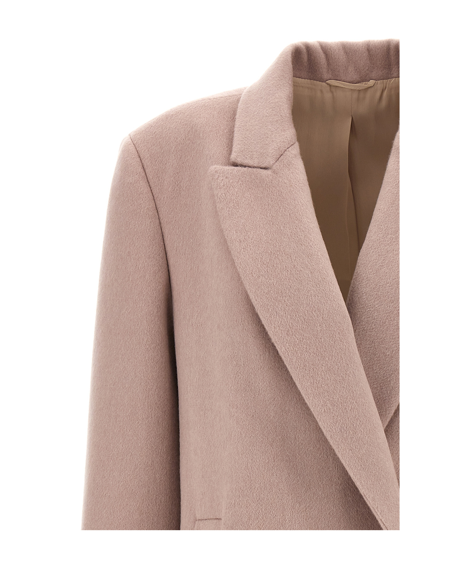 Brunello Cucinelli Double-breasted Coat Structured Back Vent In Nude