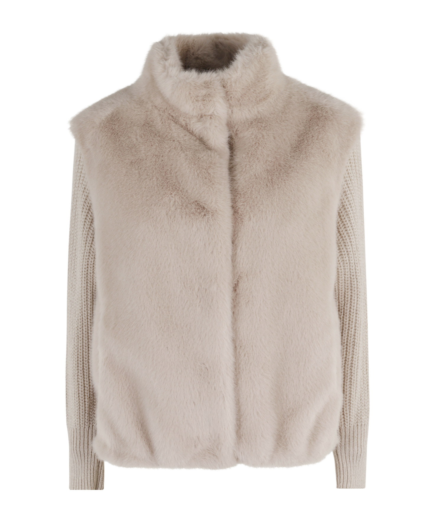 Herno Knitted Sleeve Casual Jacket In Neutral