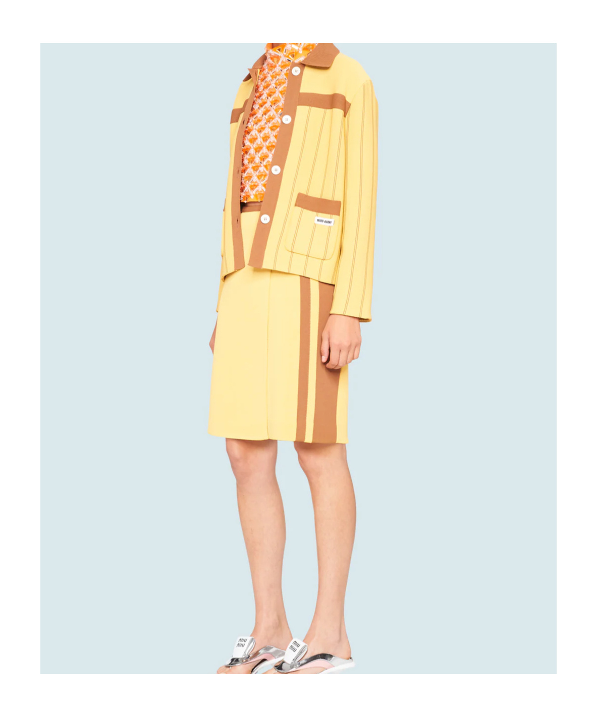 Miu Miu Knitted Midi Skirt In Yellow