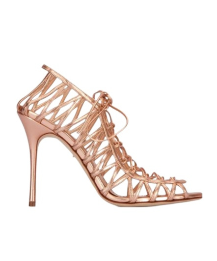 Manolo Blahnik Leather Sandals With Strappy Design And Stiletto Heel In Nude