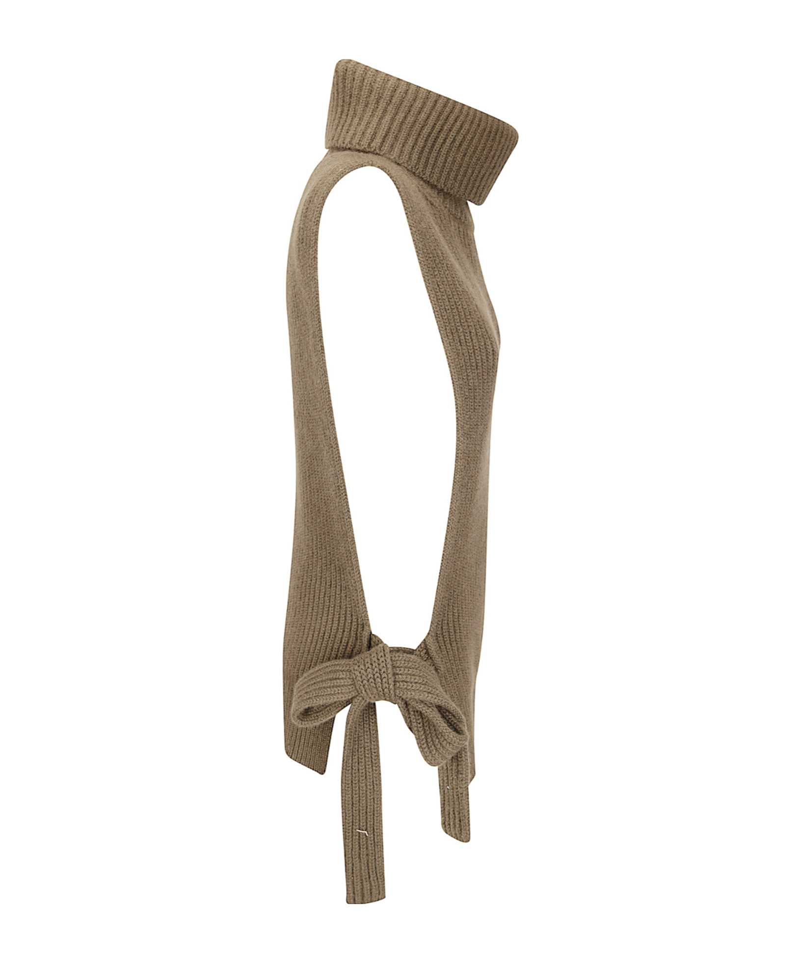 Uma Wang Open-front Sweater With High Collar And Side Laces In Gray