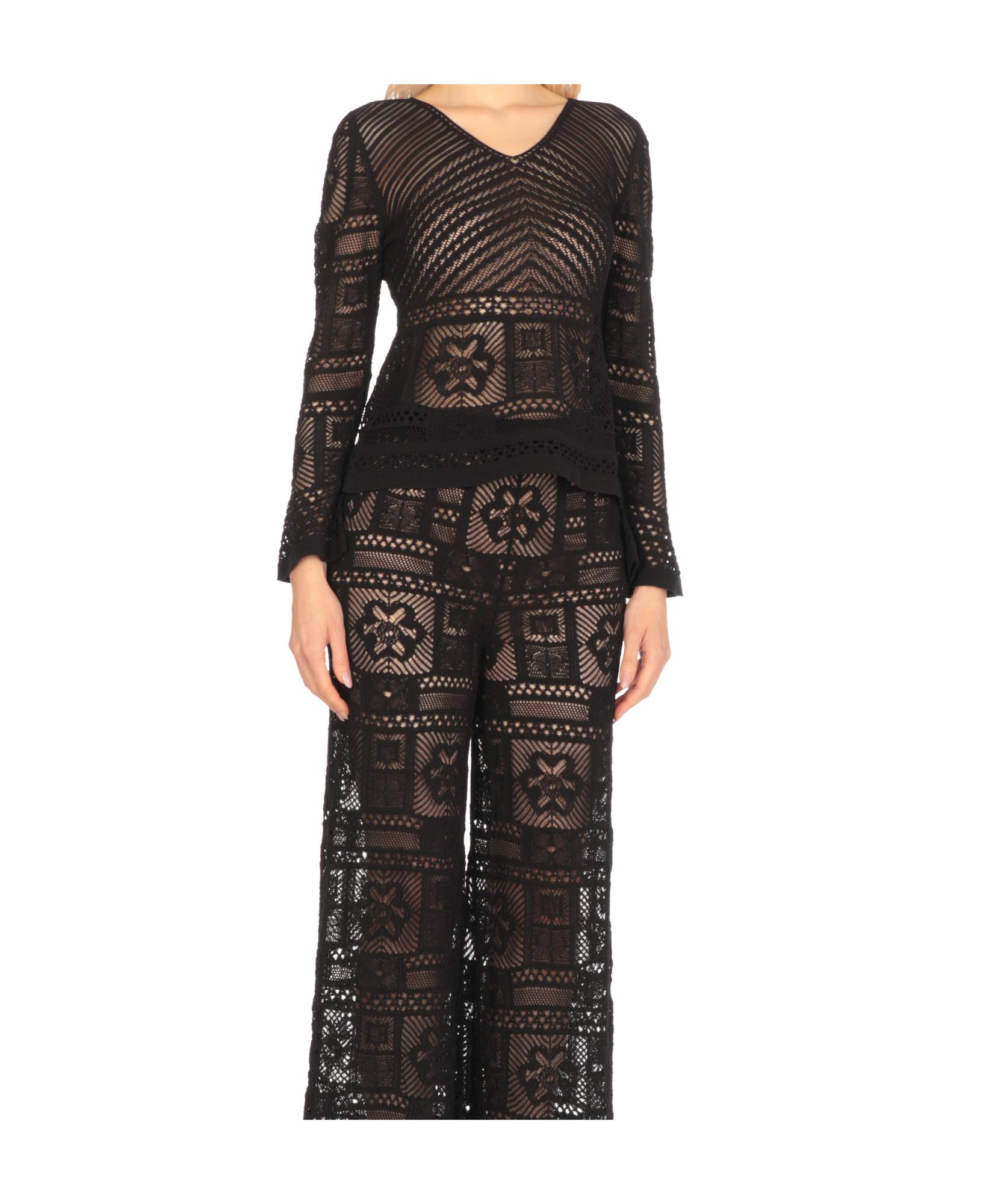 D Exterior D.exterior Lace Knit Sweater In Black