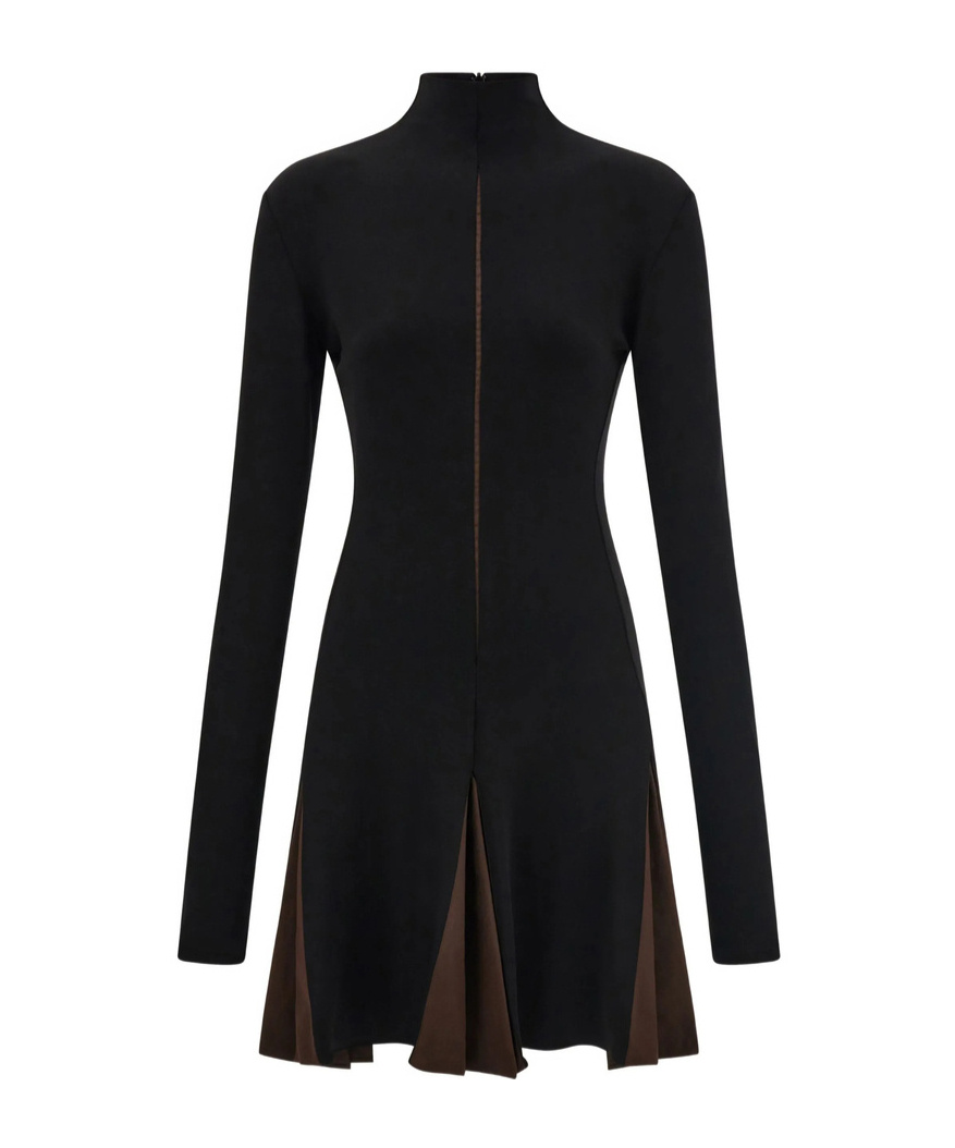 Ferragamo High-neck Mini Dress In Black