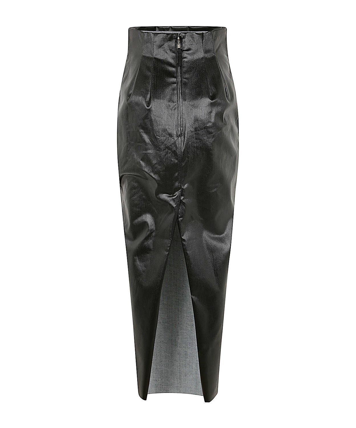 RICK OWENS COATED-DENIM COLUMN MAXI SKIRT 