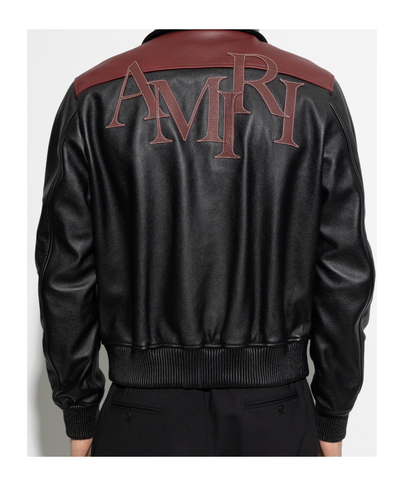 Shop Amiri Logo-patch Leather Jacket In Black