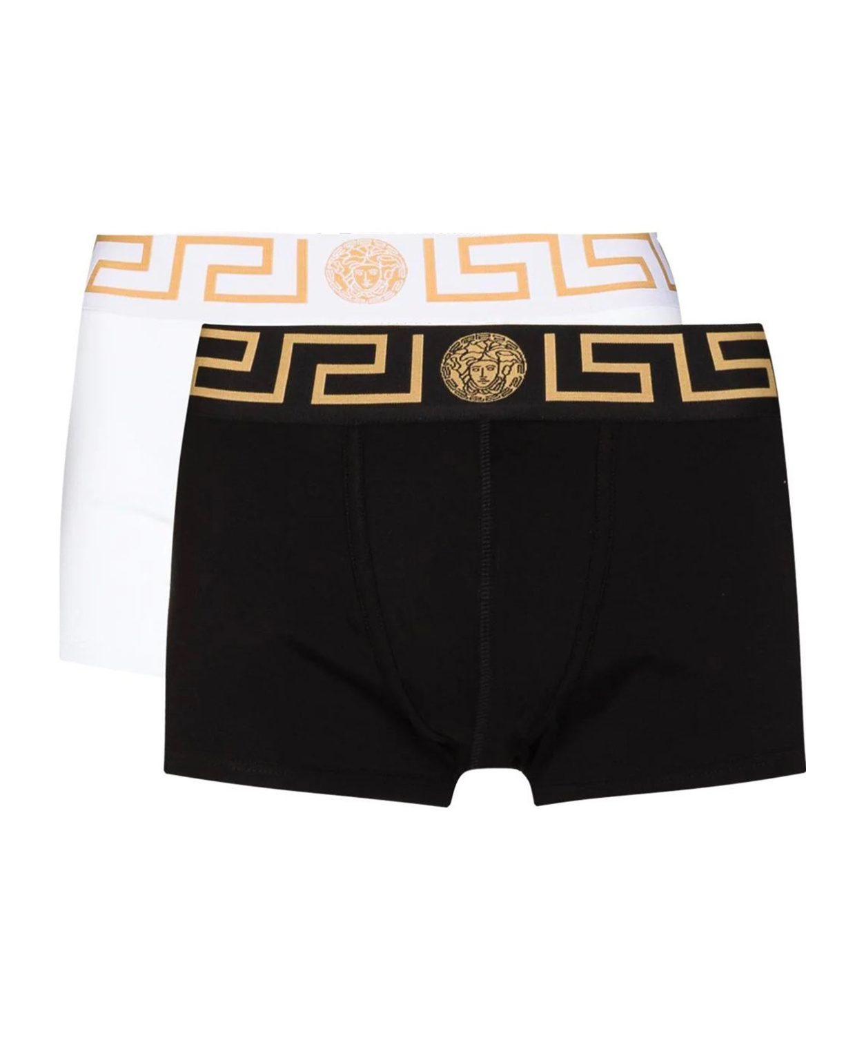 Versace Pack Of Two Boxer Shorts With Greek Motif In Black