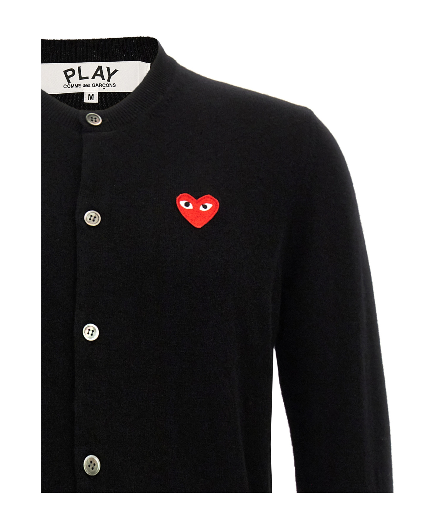 Comme Des Garçons Play Long-sleeved Knitted Cardigan In Black