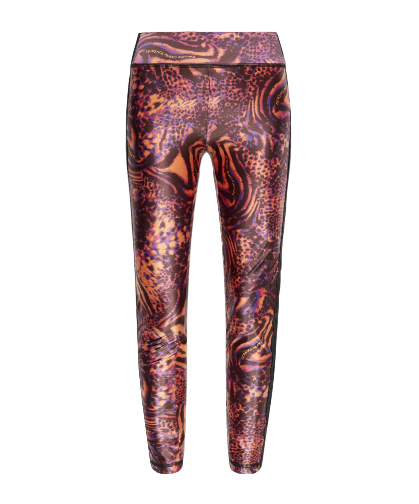 Versace Jeans Elastic Waist Tights In Brown