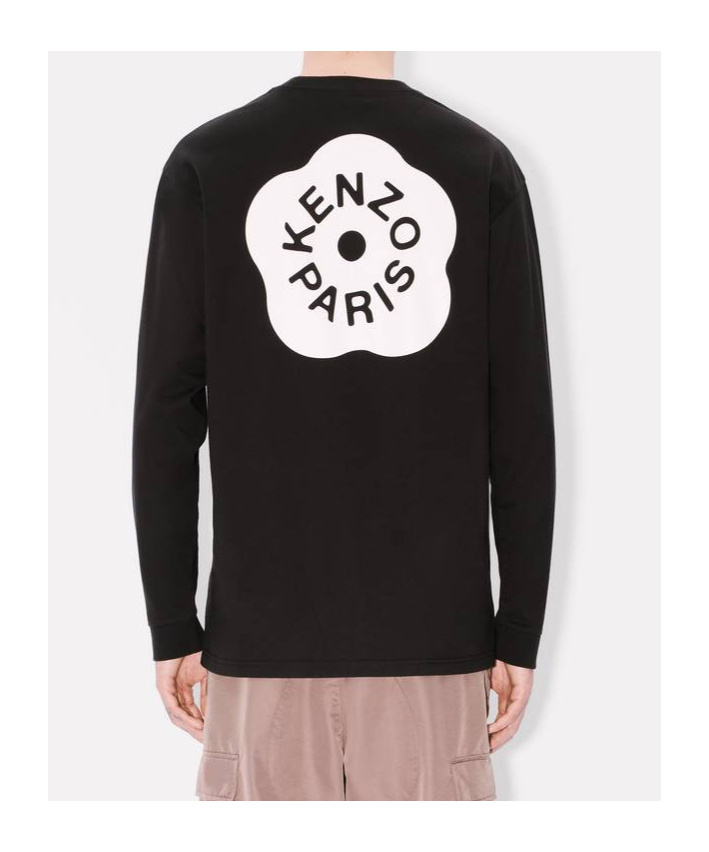 Kenzo Crew Neck Graphic Print Long Sleeves T-shirt In Black